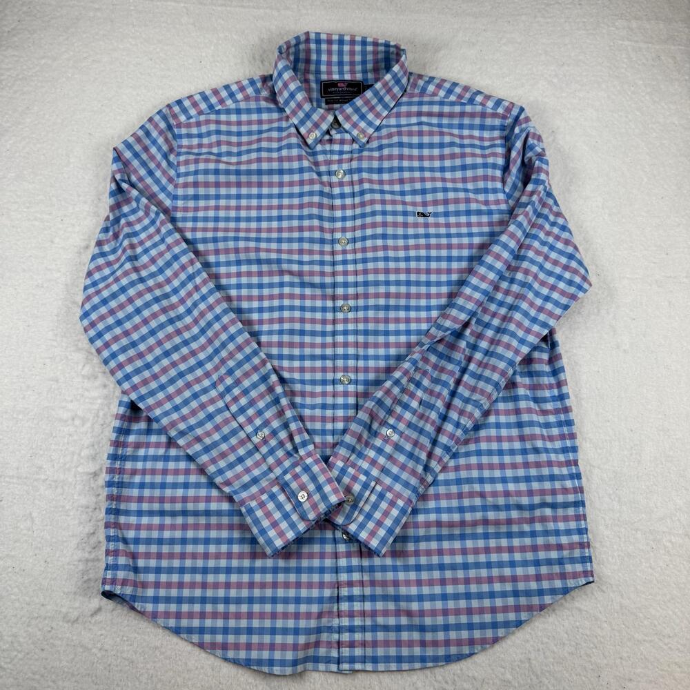 Vineyard Vines Shirt Mens Size L Multicolor Performance Slim Whale Button Down